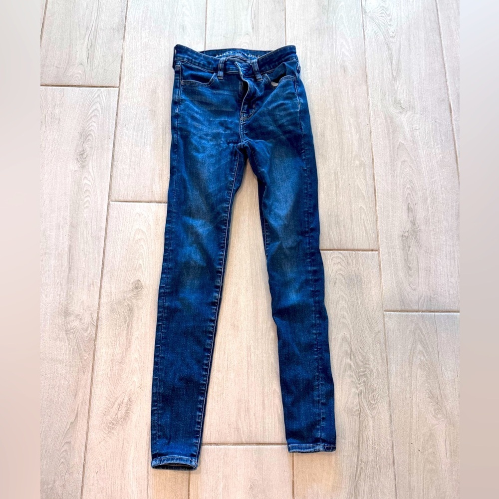 American Eagle Outfitters -Next Level Stretch -Blue Skinny Jeans Stretchy Denim - Picture 2 of 6